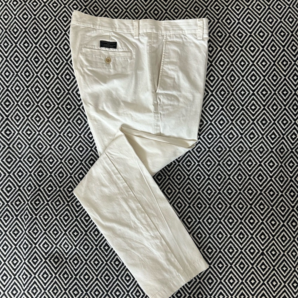 Mens White 100% Cotton Chino Pants — 34x34
